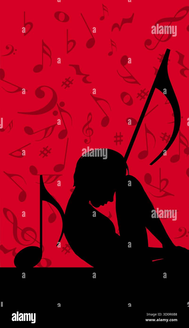 Die Musiktherapie hilft Parkinson-Patienten, neue Schaltkreise in ihrem Gehirn durch Rhythmen und Geräusche auszulösen, um ihre Gesundheit zu verbessern. Dies Stock Vektor