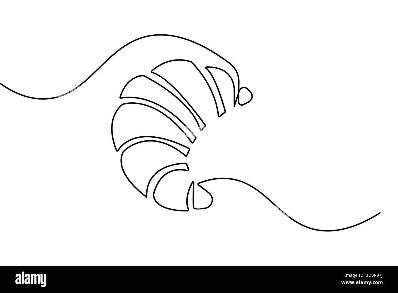 Croissant Frühstück durchgehende einzeilige Zeichnung minimalistischer Stil isolieren Umrissvektor Illustration Stock Vektor