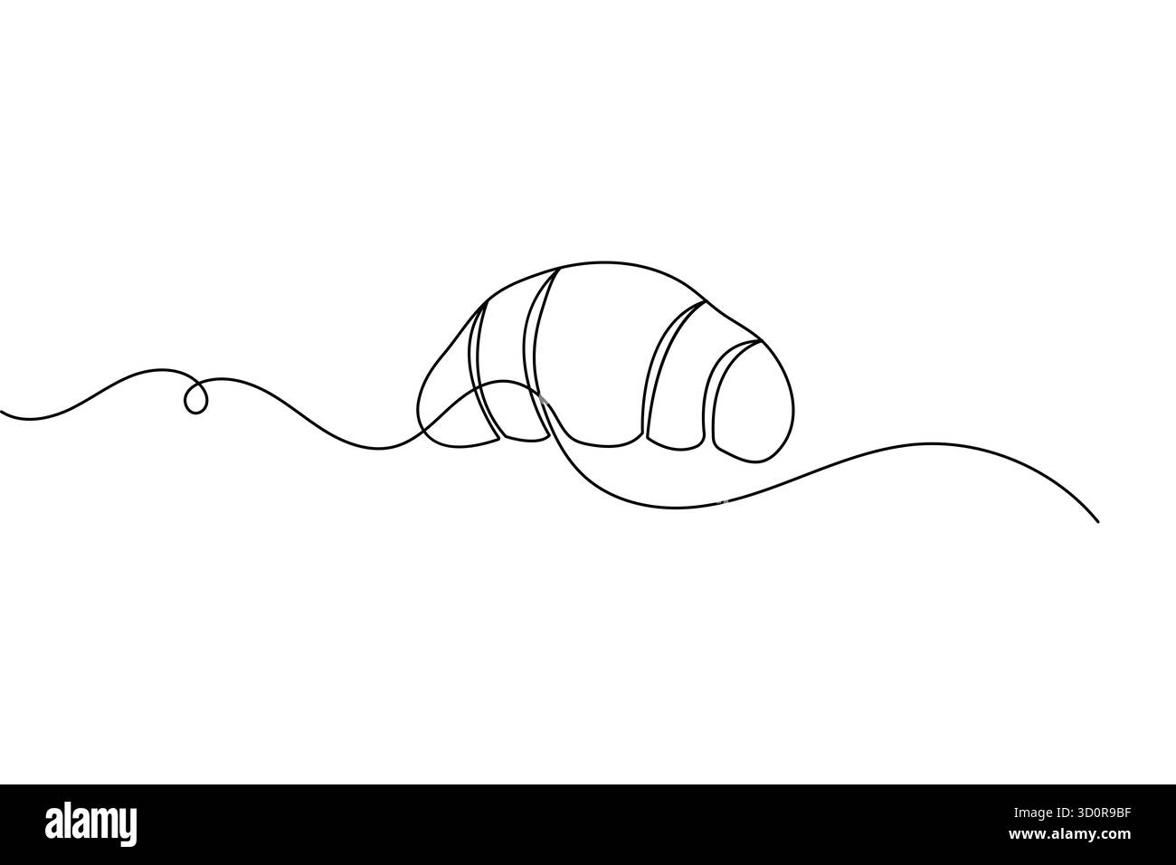 Croissant Frühstück durchgehende einzeilige Zeichnung minimalistischer Stil isolieren Umrissvektor Illustration Stock Vektor