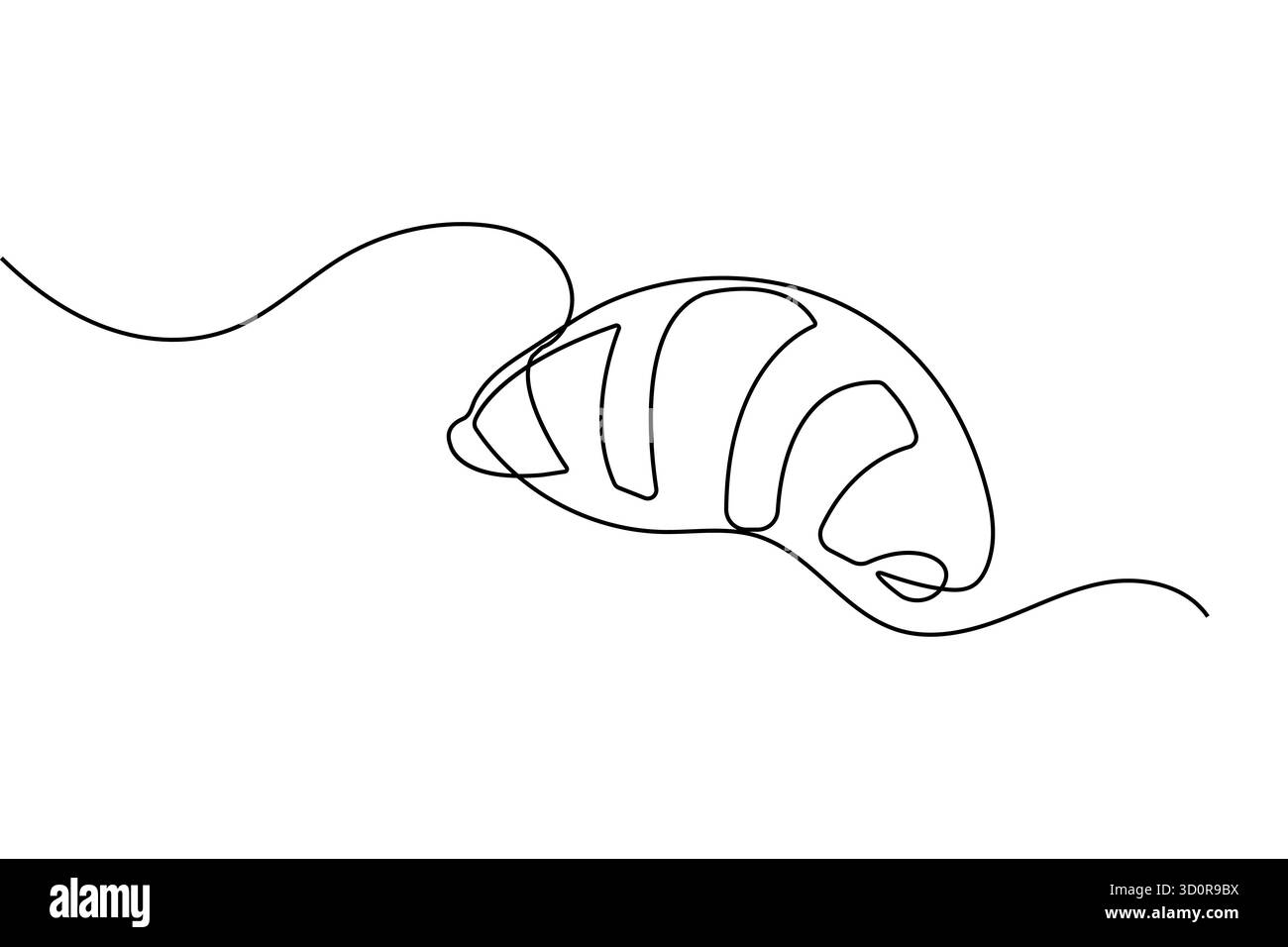 Croissant Frühstück durchgehende einzeilige Zeichnung minimalistischer Stil isolieren Umrissvektor Illustration Stock Vektor