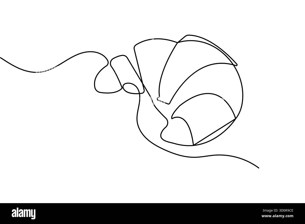 Croissant Frühstück durchgehende einzeilige Zeichnung minimalistischer Stil isolieren Umrissvektor Illustration Stock Vektor