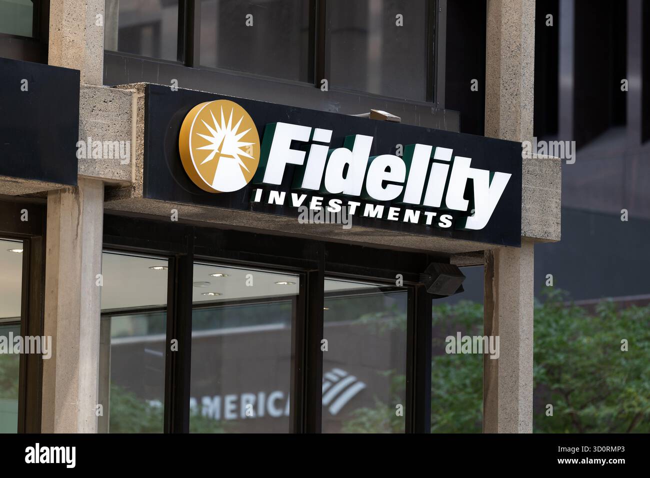 Fidelity Investments Sign, Boston Logo Stockfoto