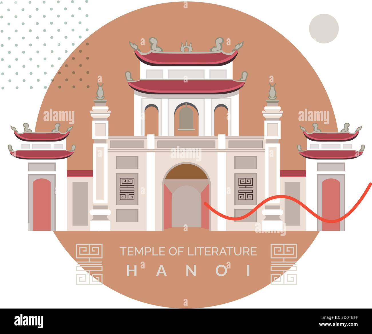 Tempel der Literatur, Hanoi - Konfuzius gewidmet - Stock Illustration als EPS 10 Datei Stock Vektor