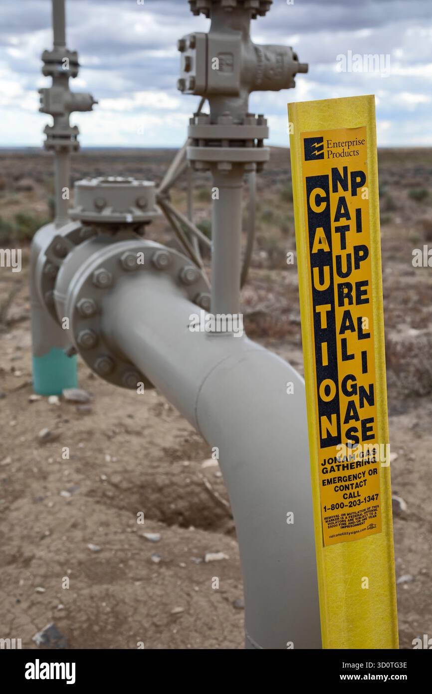 Pinedale, Wyoming - Erdgaspipelines im Jonah Natural Gas Field. Stockfoto