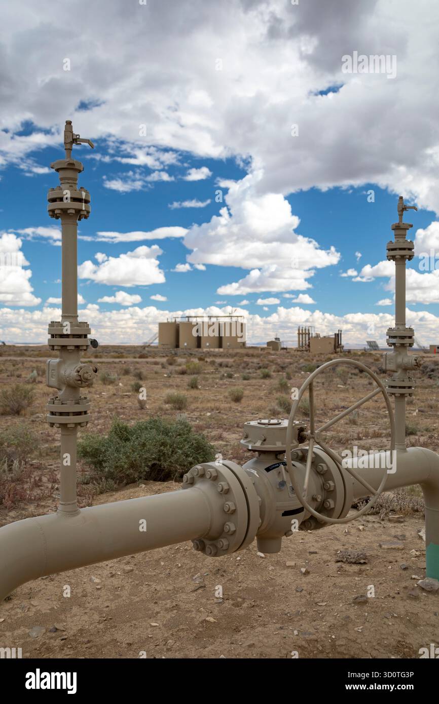 Pinedale, Wyoming - Erdgaspipelines im Jonah Natural Gas Field. Stockfoto