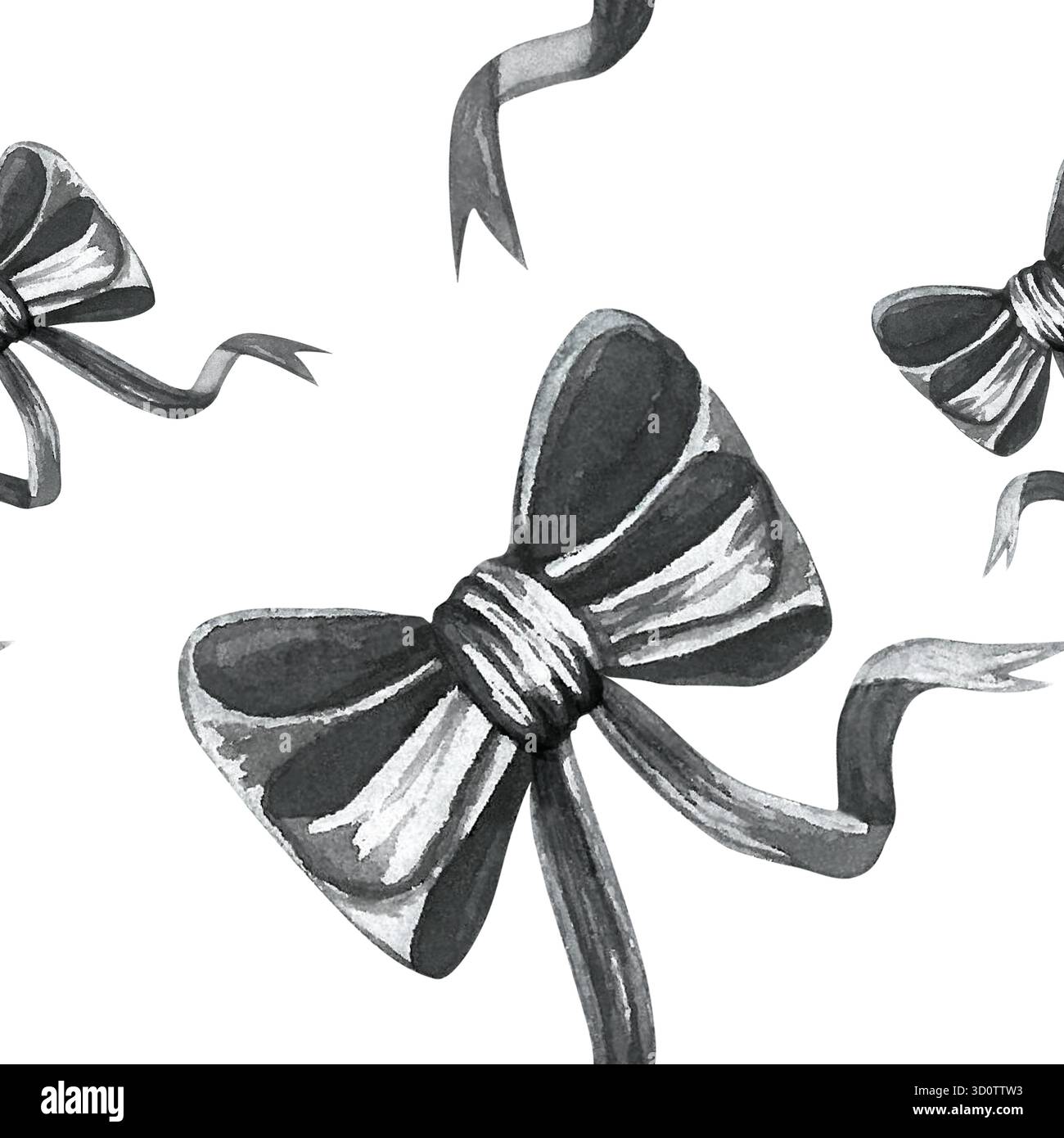 Bögen. Schwarzweiß. Nahtloses Muster. Handgezeichnete Aquarellillustration isoliert auf einem transparenten Hintergrund. Für Textilien, Stoffe und Tapeten Stockfoto