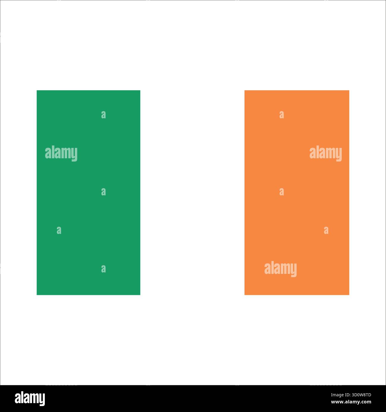 Irlands dreifarbige Nationalflagge mit grünen, weißen und orangefarbenen vertikalen Streifen Stock Vektor