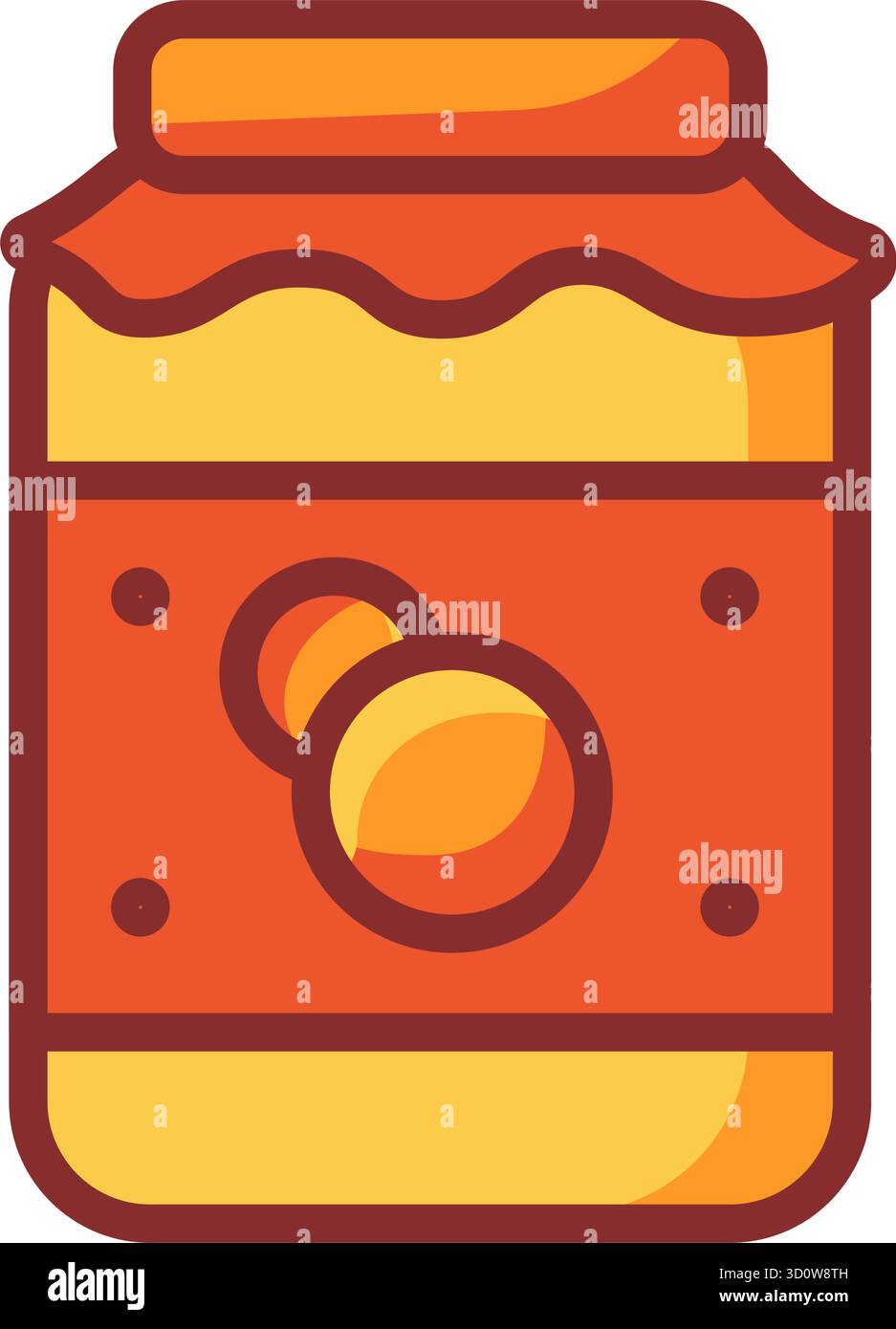Vektorsymbol eines Gefäßes mit Marmelade oder Kompott auf weißem Hintergrund. Herbst. Stock Vektor