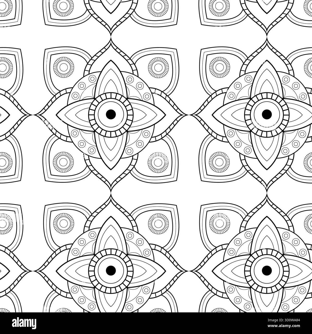 Ornamentales Mandala-Motiv mit zarten sich wiederholenden Elementen Stockfoto