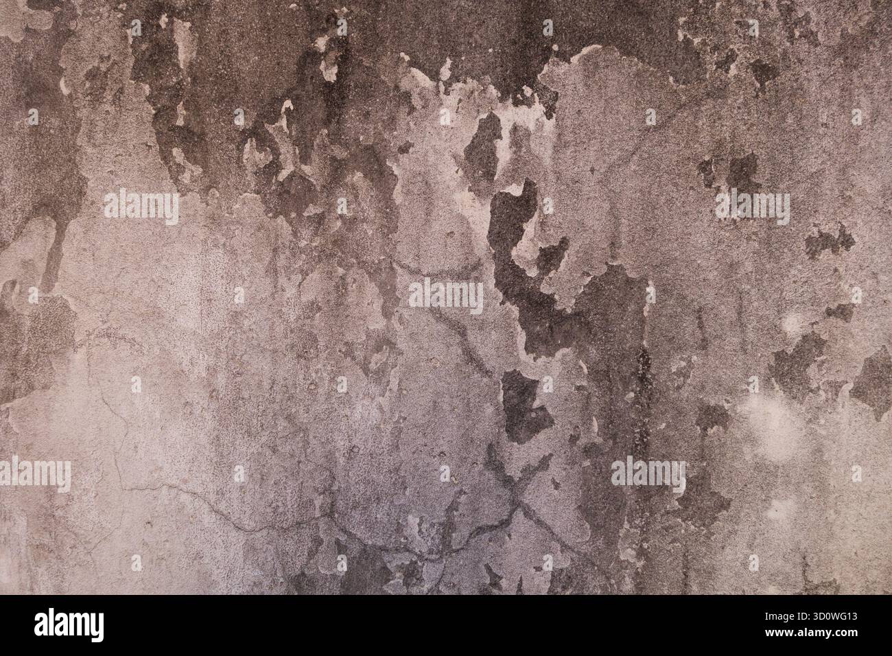 Alte verwitterte Betonwand mit abblätternder Farbstruktur, Vintage-Grunge-Hintergrund für urbanes Design Stockfoto