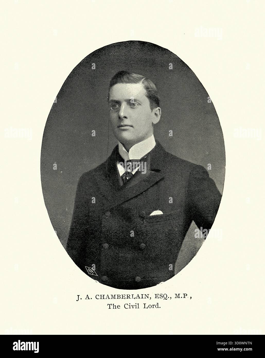 Sir Joseph Austen Chamberlain war ein britischer Staatsmann und diente 45 Jahre lang als Parlamentsabgeordneter, zweimal als Finanzminister und kurz als Vorsitzender der Konservativen Partei, bevor er als Außenminister diente Stockfoto