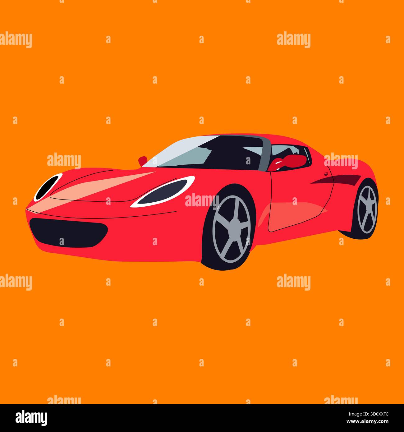 Ein elegantes rotes Vektorgrafik für Sportwagen mit klaren Linien, kräftigen Farben und moderner Ästhetik im Automobildesign. Stock Vektor