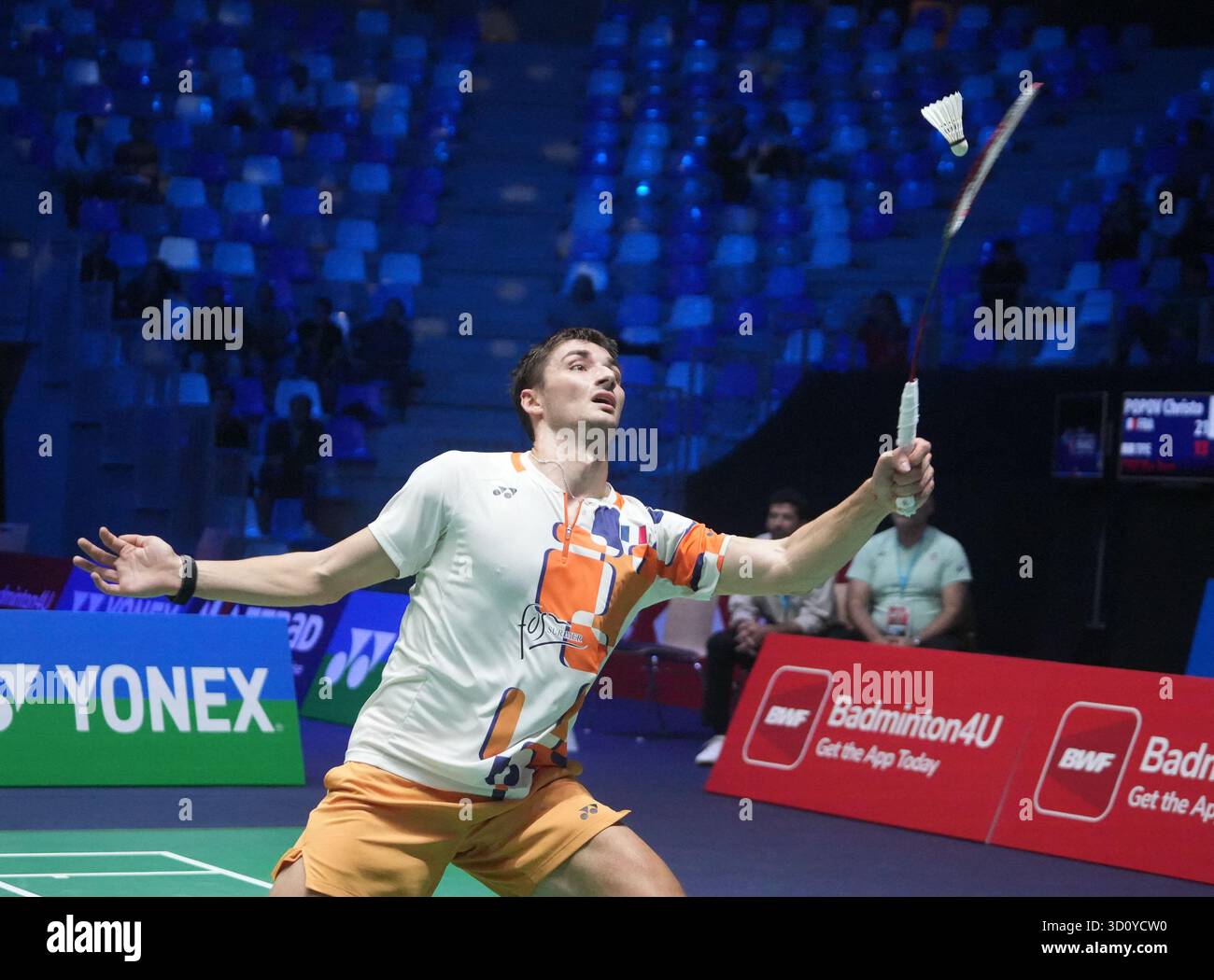Cesson Sevigne, Frankreich. Oktober 2025. Christo Popov aus Frankreich während der Yonex French Open 2025, Internationaux de France de Badminton, HSBC BWF World Tour Super 750 am 24. Oktober 2025 in der Glaz Arena in Cesson-Sevigne bei Rennes, Frankreich. Foto: Laurent Lairys/ABACAPRESS.COM Credit: Abaca Press/Alamy Live News Stockfoto