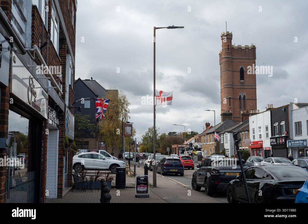 Die Stadt Epping, wo die Einheimischen sagen, dass sie sich in der Gemeinde nicht mehr sicher fühlen, da der Sexualstraftäter Hadush Kebatu irrtümlich aus dem Gefängnis entlassen wurde. Stockfoto