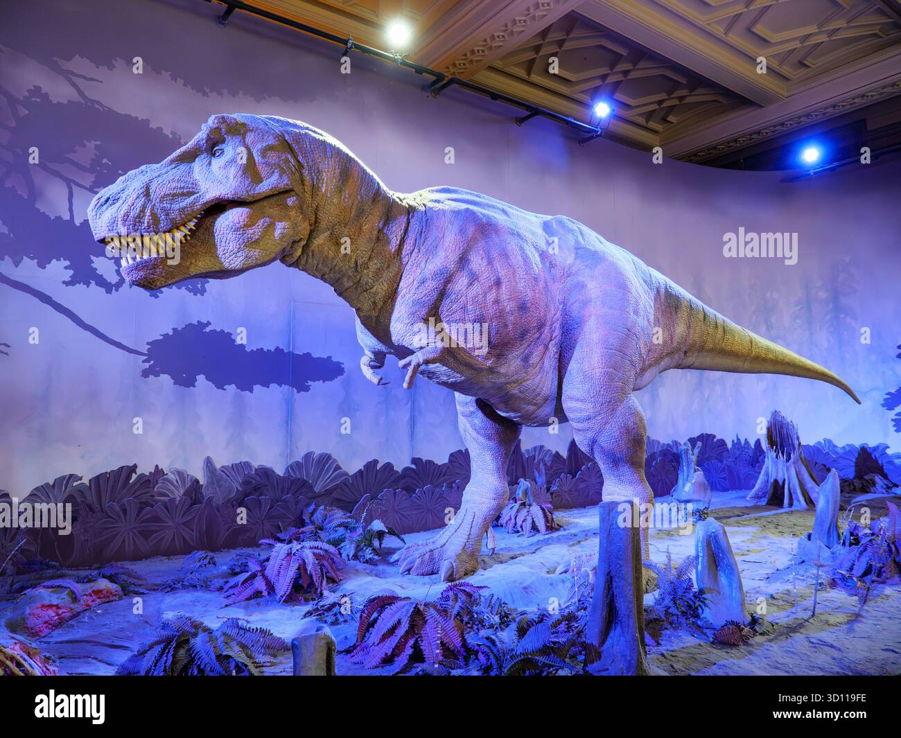 Animatronic Modell eines Tyrannosaurus rex Saurier im Natural History Museum, London, UK Stockfoto