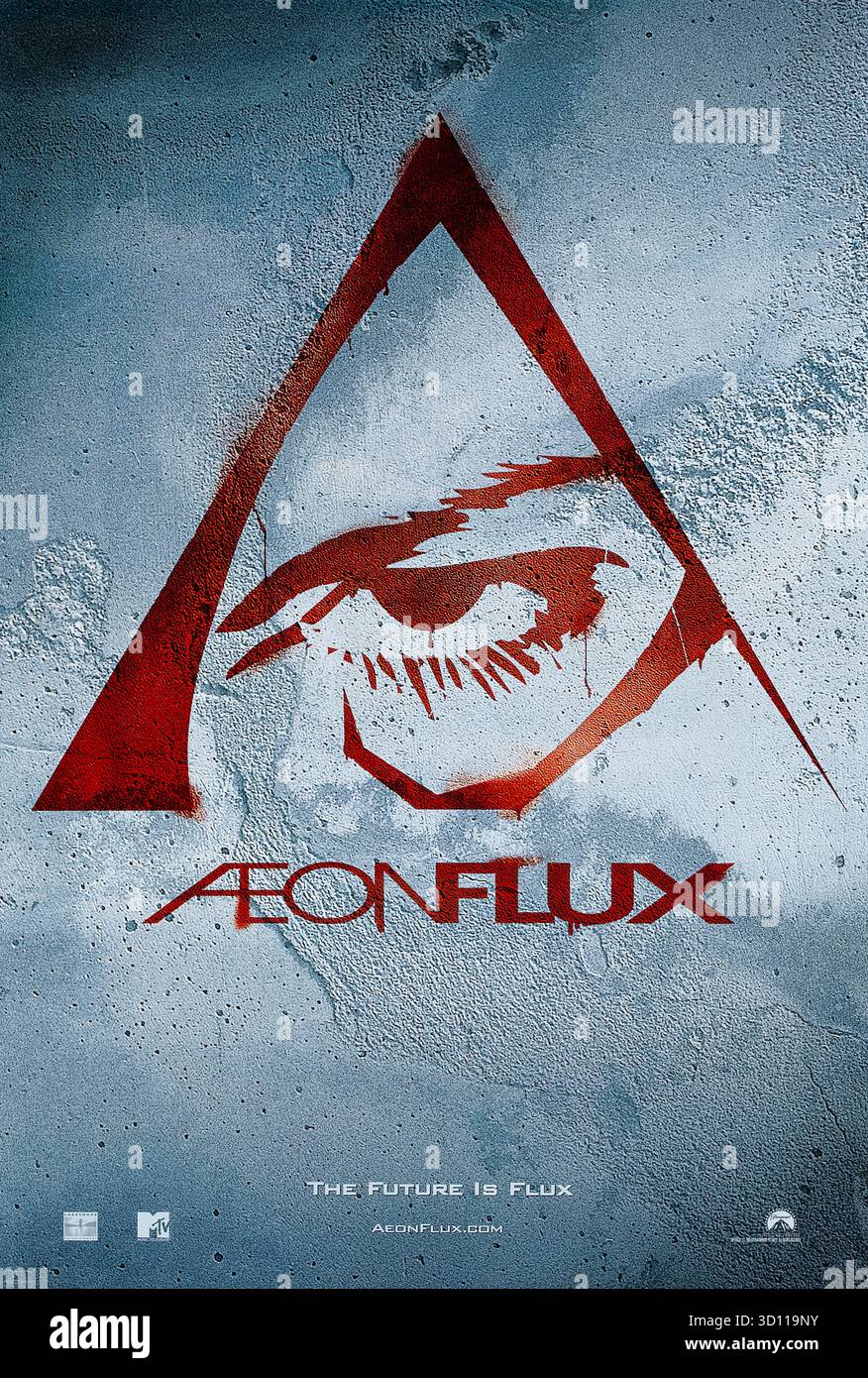 Aeon Flux (2005) unter der Regie von Karyn Kusama mit Charlize Theron, Marton Csokas und Jonny Lee Miller. In einer Zukunft, in der Krankheiten den Großteil der Menschheit dezimiert haben, entdeckt ein tödlicher Rebellenmörder in einer totalitären Stadt tiefe Geheimnisse, während er eine Mission verfolgt, die alles verändern könnte. Foto eines Original-Posters aus dem Jahr 2005 (USA) NUR ZUR REDAKTIONELLEN VERWENDUNG. Quelle: BFA / Paramount Pictures Stockfoto