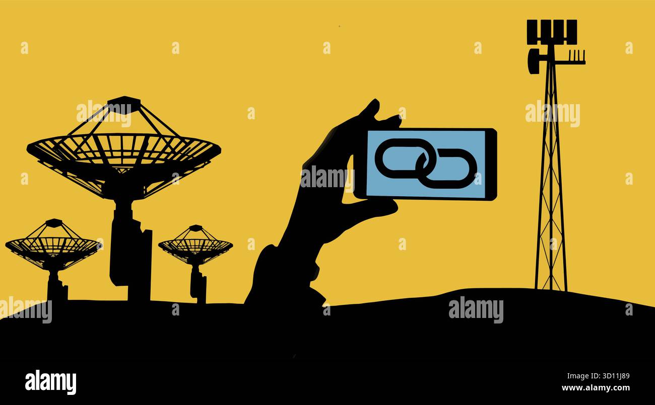 Mobiltelefone haben ein Netzwerk von Technologie hinter sich. Stock Vektor