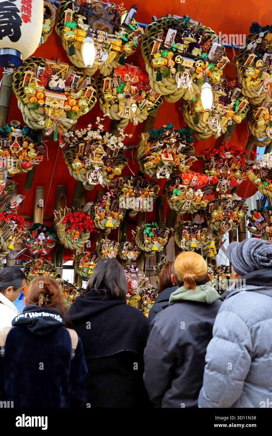 Das tägliche Leben in Japan Landschaft des Kawasaki Daishi Tempels während des Neujahrs Stockfoto