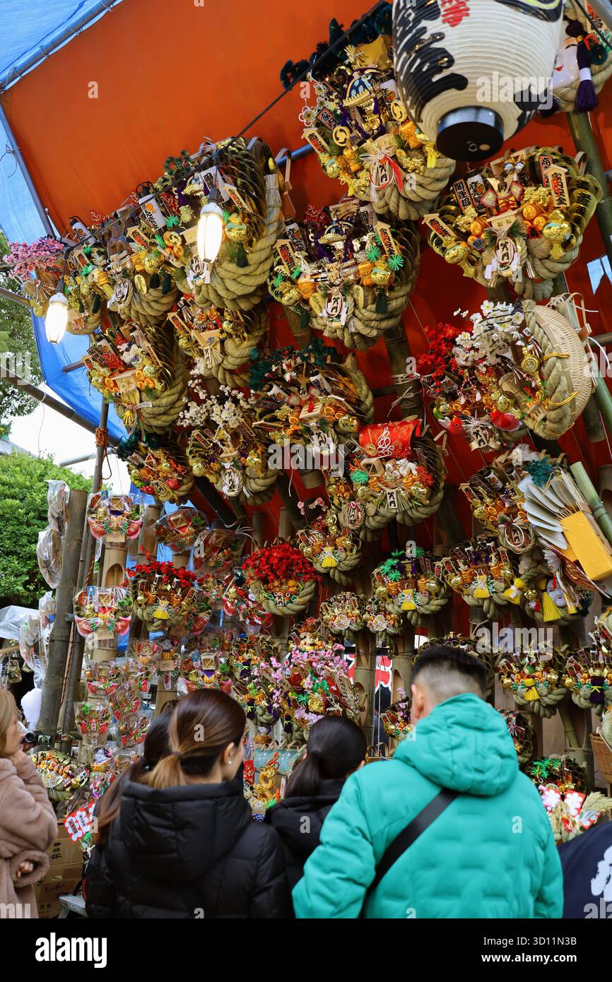 Das tägliche Leben in Japan Landschaft des Kawasaki Daishi Tempels während des Neujahrs Stockfoto