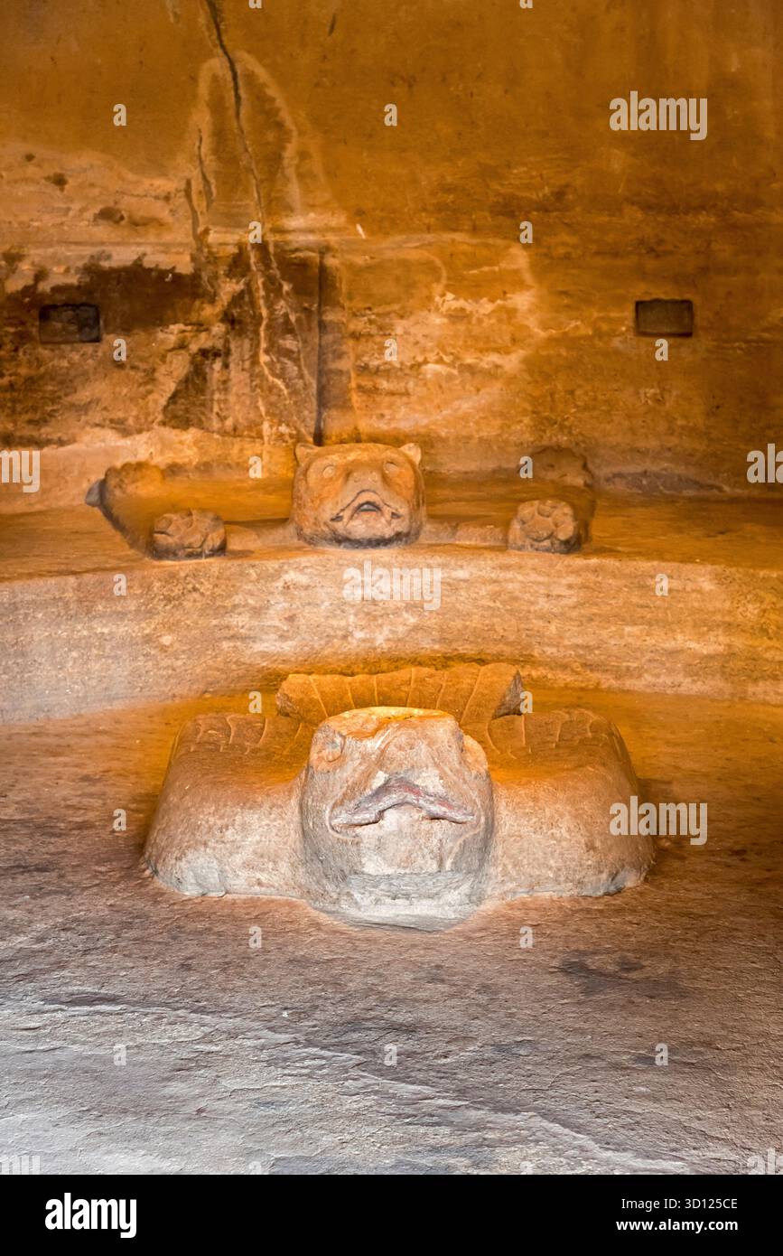 Ein Besuch der archäologischen Stätte Malinalco, Mexiko. Stockfoto