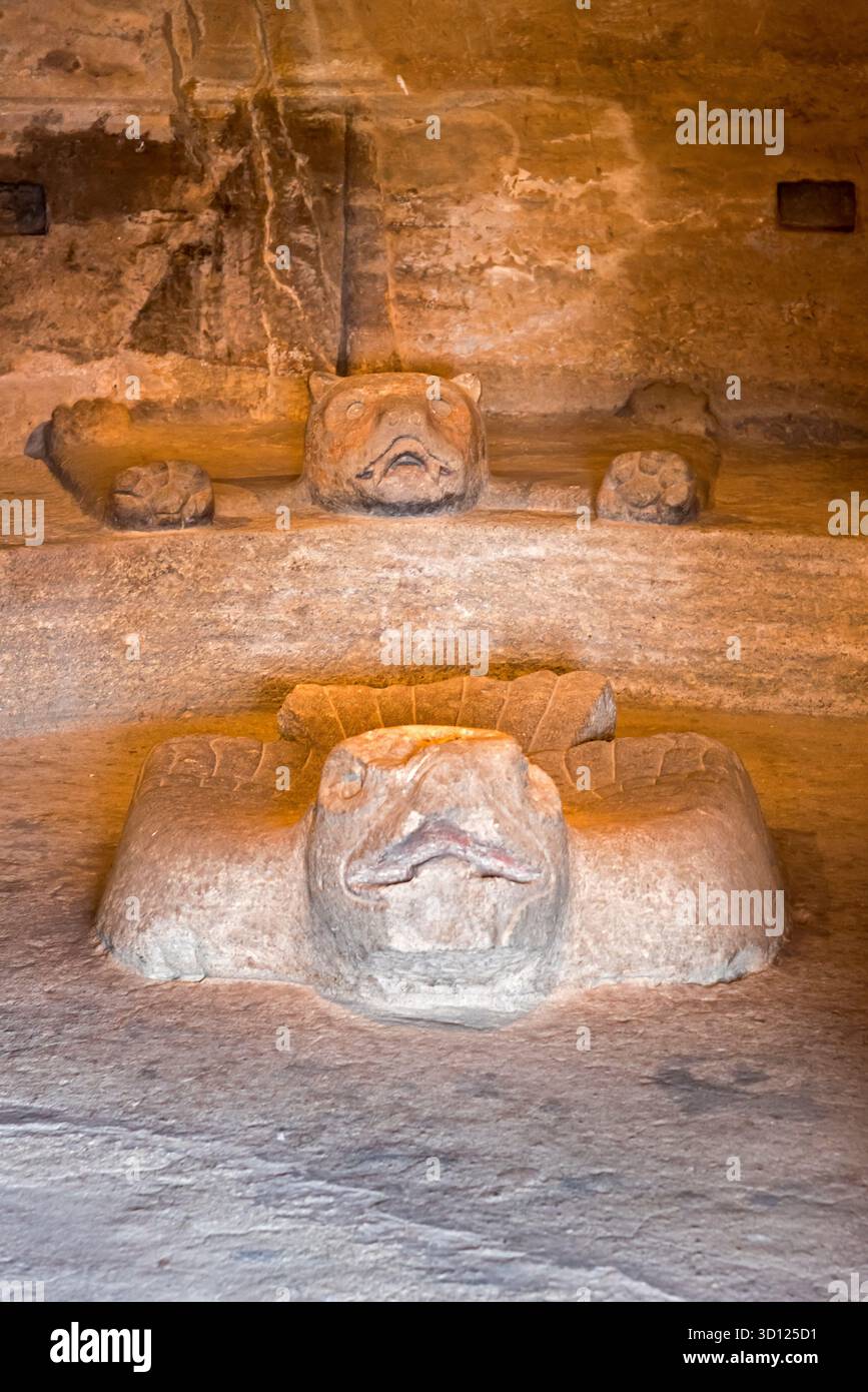 Ein Besuch der archäologischen Stätte Malinalco, Mexiko. Stockfoto