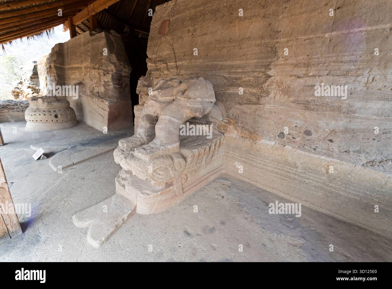 Ein Besuch der archäologischen Stätte Malinalco, Mexiko. Stockfoto