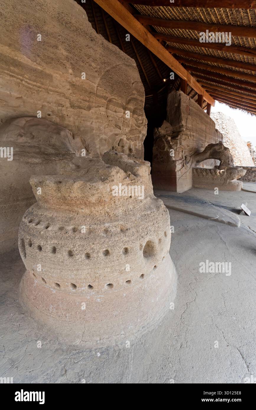 Ein Besuch der archäologischen Stätte Malinalco, Mexiko. Stockfoto