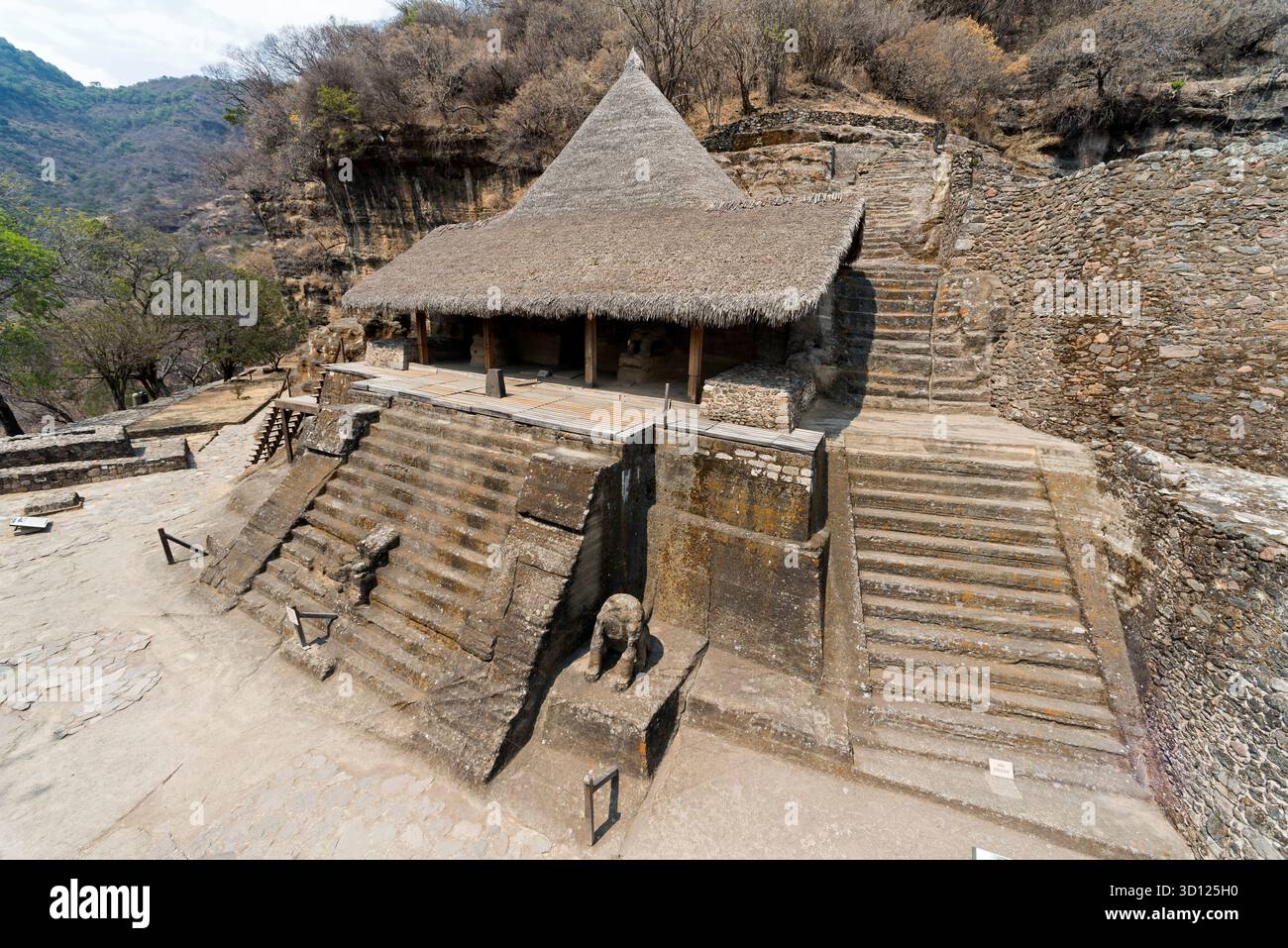 Ein Besuch der archäologischen Stätte Malinalco, Mexiko. Stockfoto