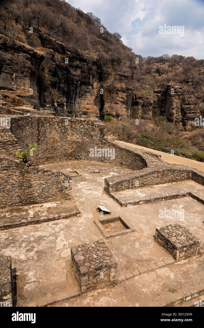 Ein Besuch der archäologischen Stätte Malinalco, Mexiko. Stockfoto