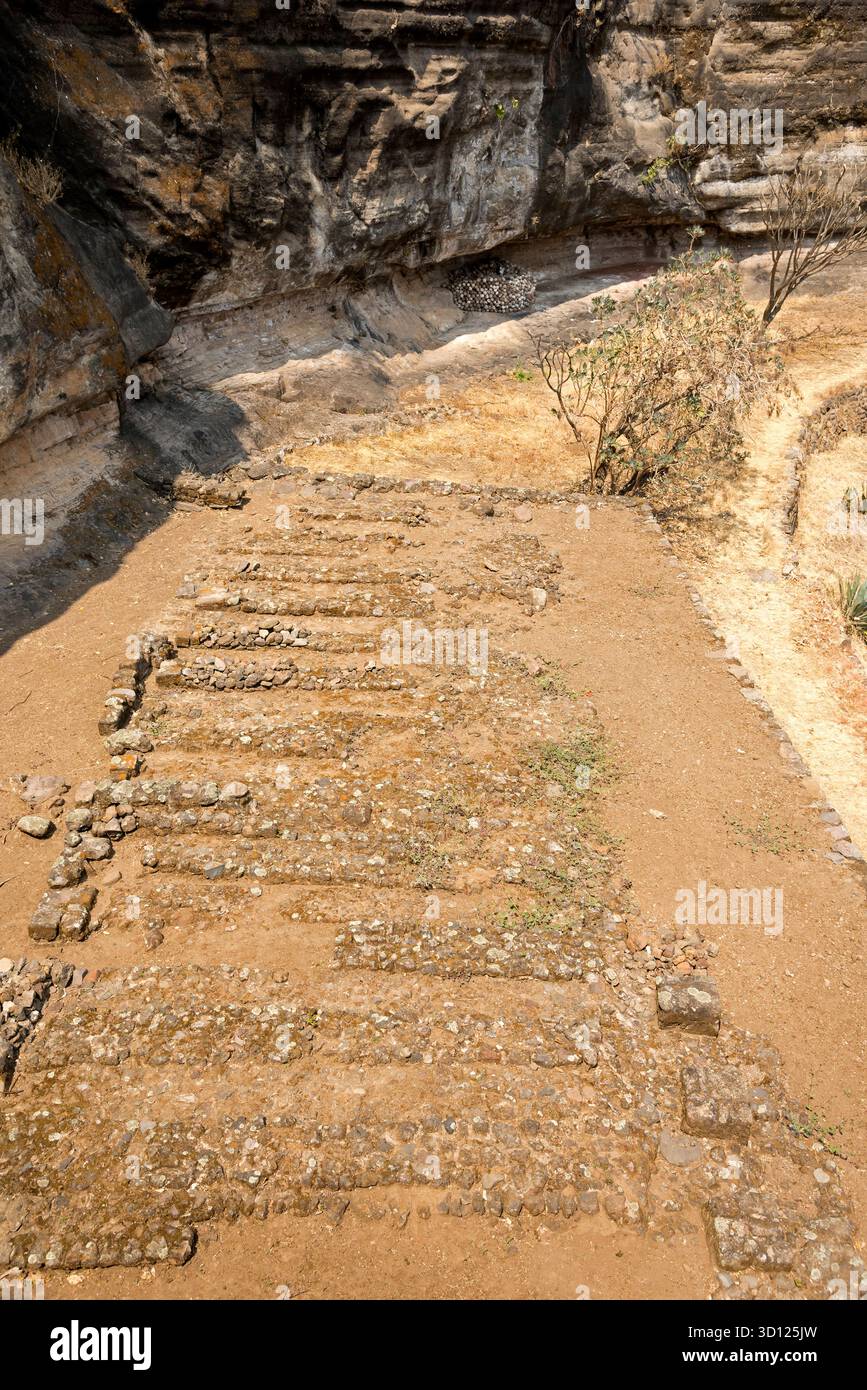 Ein Besuch der archäologischen Stätte Malinalco, Mexiko. Stockfoto