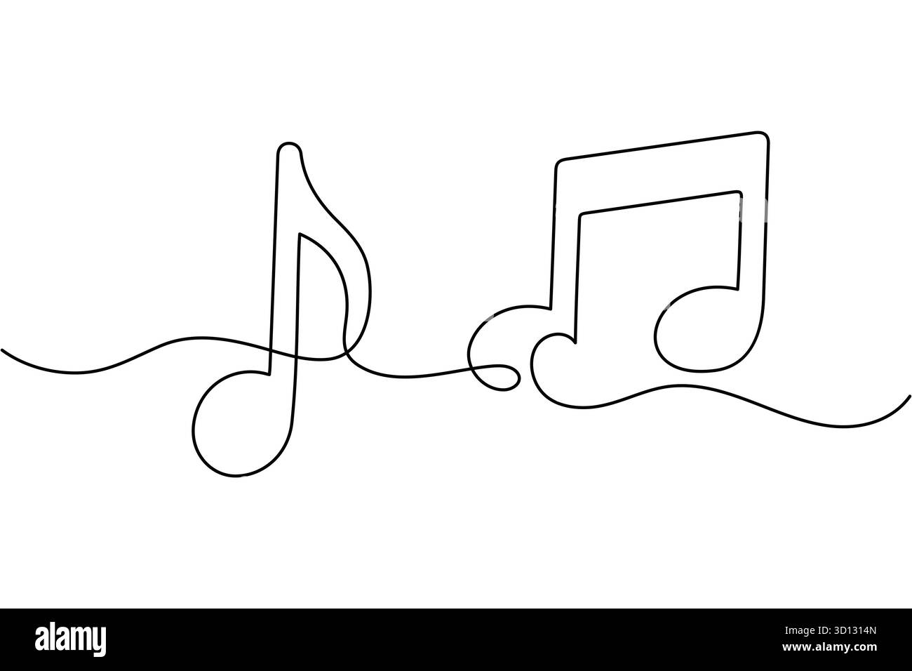 Einfache schwarze Notenblätter eine Zeile Kunst modernes minimalistisches Design Illustration Stock Vektor