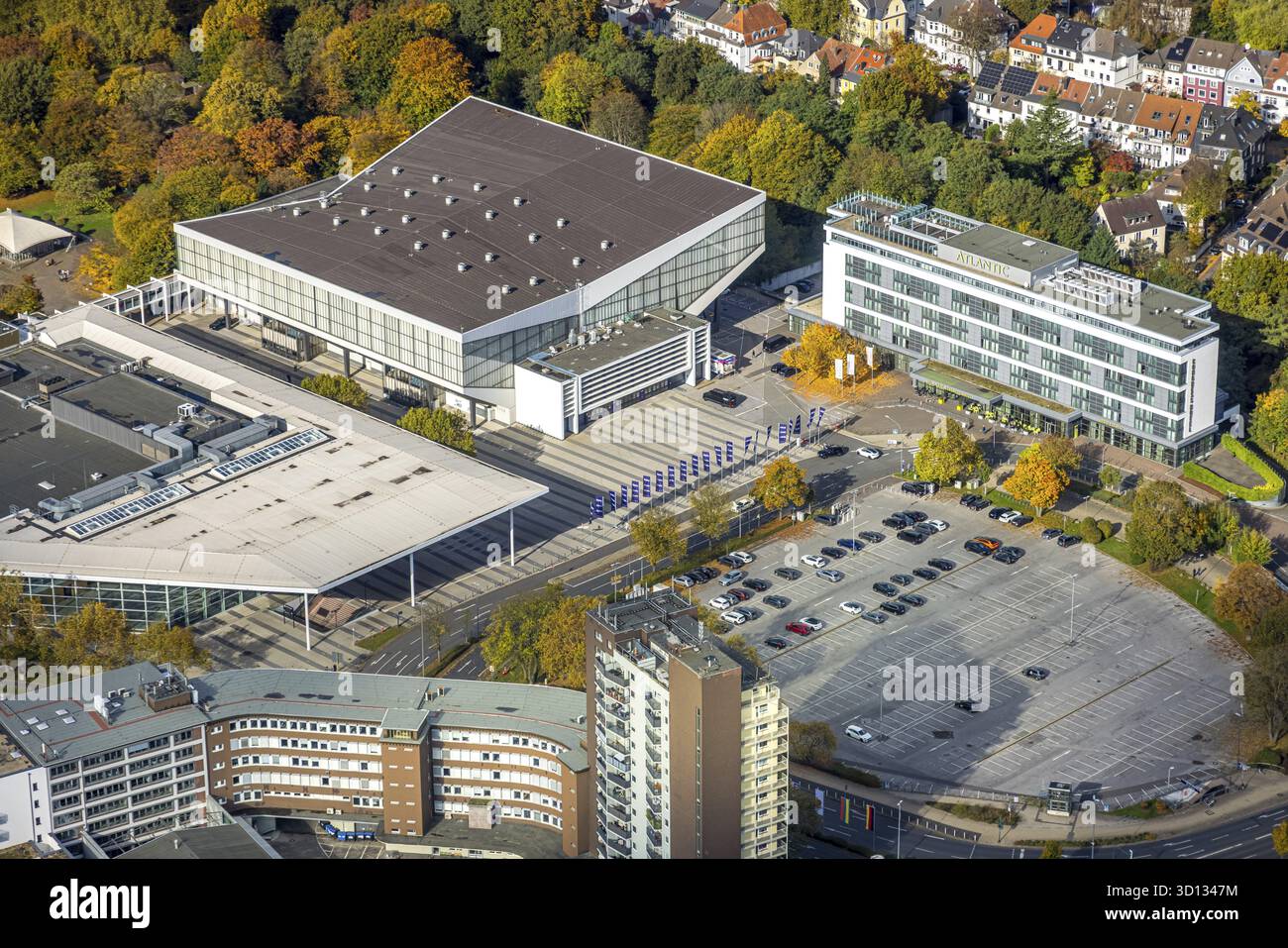 Luftaufnahme, Grugahalle, Messe Essen, Bredeney, Essen, Ruhrgebiet, Nordrhein-Westfalen, Deutschland, DE, Europa, Luftfotografie, Luftfotografie Stockfoto