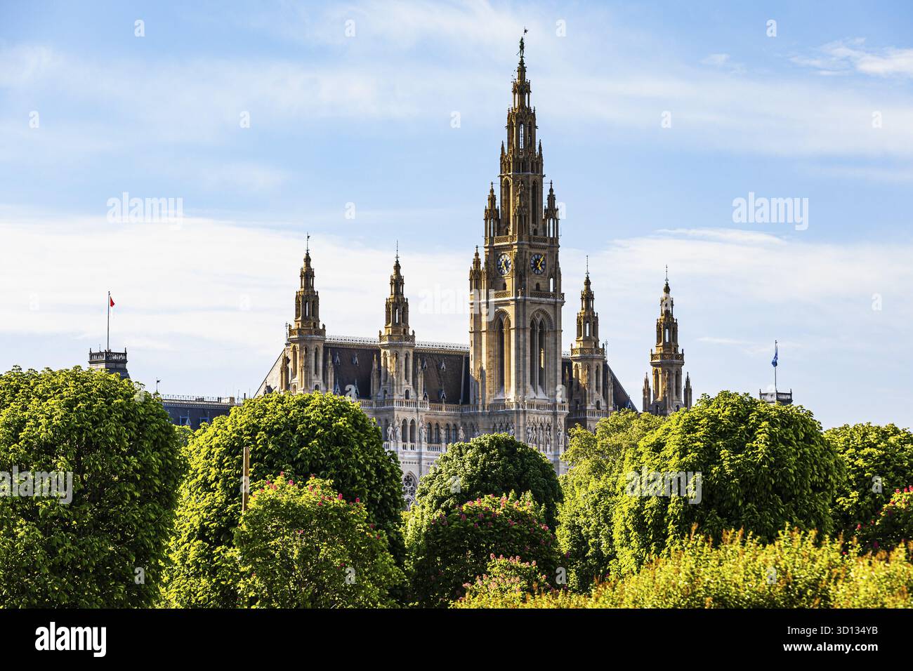 Das Rathaus mit seiner neogotischen Fassade, Wien, Österreich Stockfoto