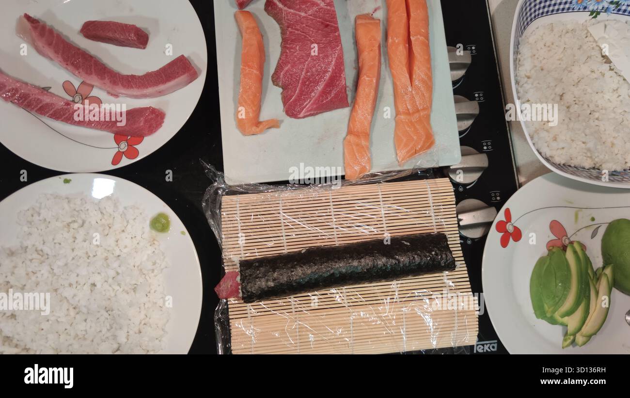 Sushi als japanisches Gourmet-asiatisches Essen Stockfoto