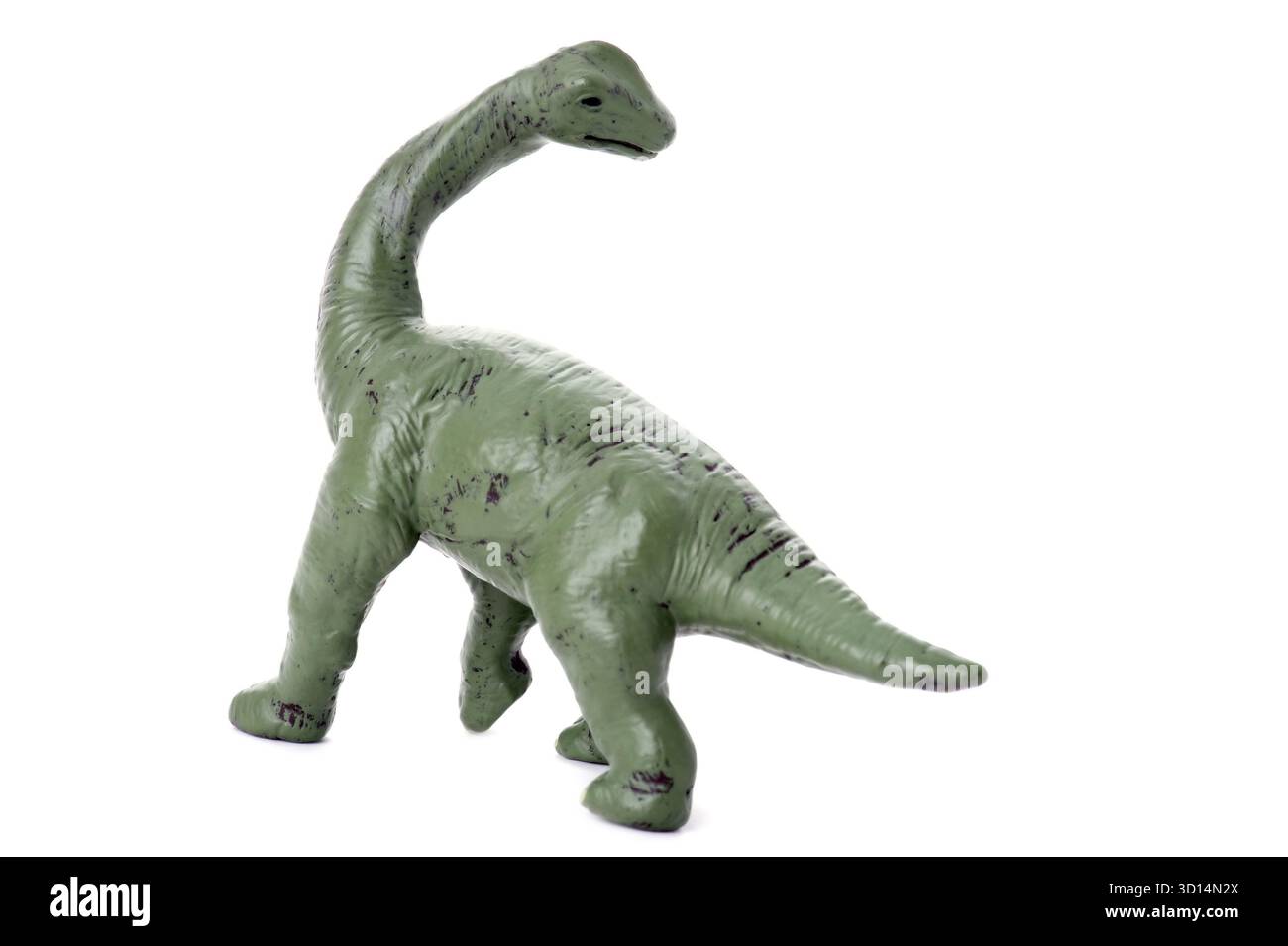 Objekt auf weiß – Spielzeugdinosaurier aus nächster Nähe Stockfoto