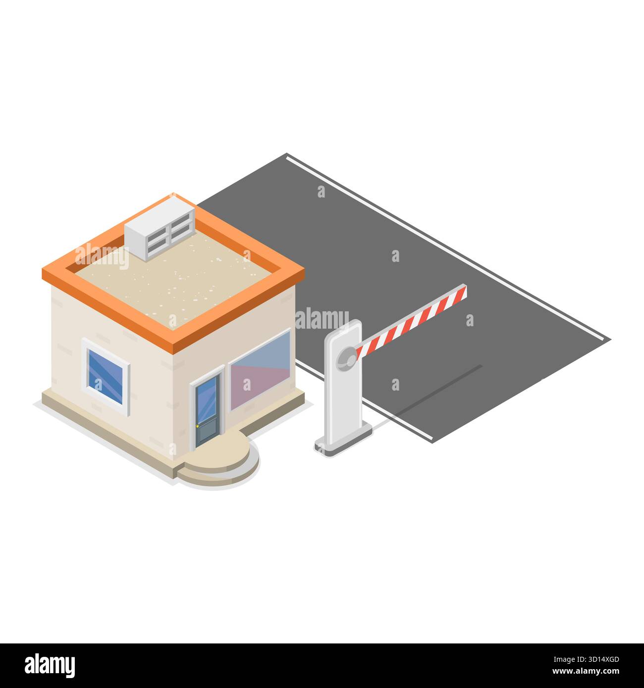 Isometrische flache 3D-Illustration von elektronischen Mautgebühren, Bahnhofstor. Punkt 6 Stockfoto