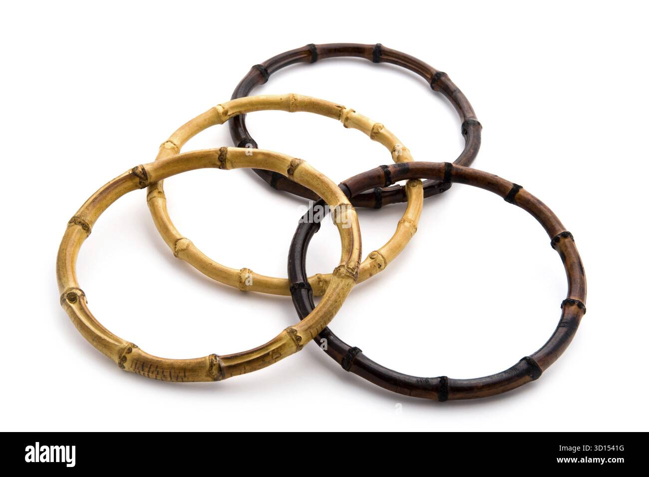 Objekt auf weiß – Bambusgriffe für Tasche Stockfoto