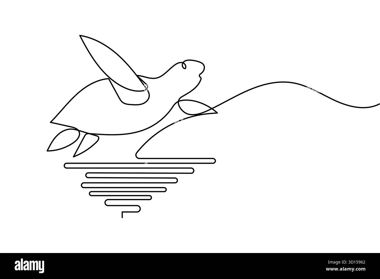 Durchgehende einzeilige Zeichnung der Schildkröte und minimalistischer Stil isolieren die Vektorgrafik der Umrisse Stock Vektor