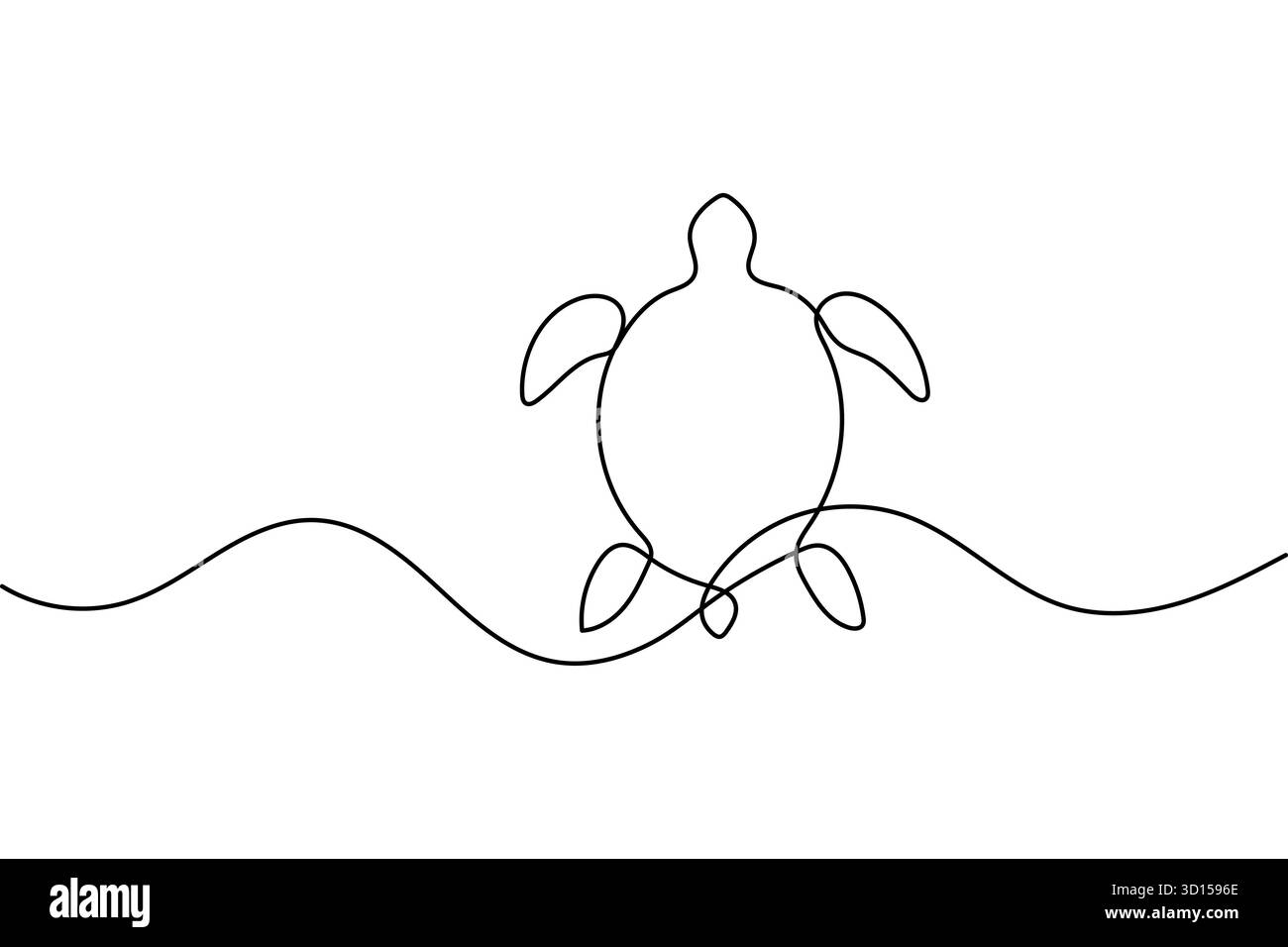 Durchgehende einzeilige Zeichnung der Schildkröte und minimalistischer Stil isolieren die Vektorgrafik der Umrisse Stock Vektor