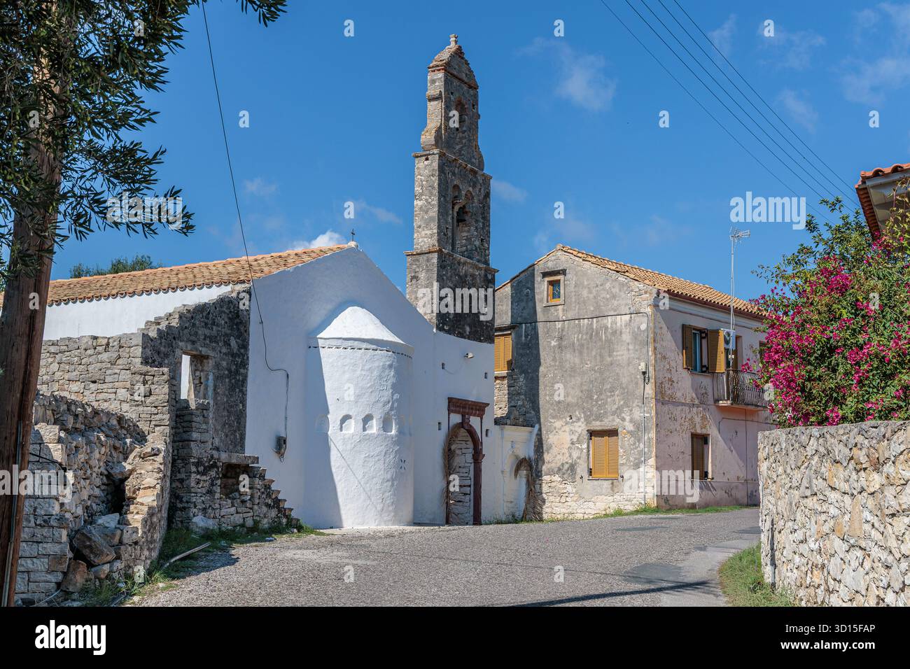 Die antike Kirche von Pandokratoras auf der Insel Paxos, Griechenland Stockfoto