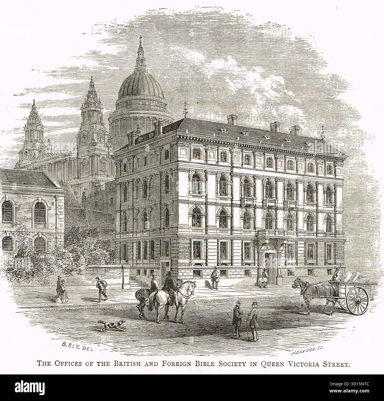 Die Büros der British and Foreign Bible Society, 146 Queen Victoria Street, London im 19. Jahrhundert Stockfoto Die Büros der British and Foreign Bible Society, 146 Queen Victoria Street, London im 19. Jahrhundert Stockfoto