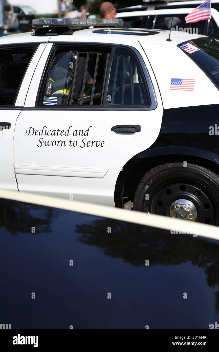 Sheriff's Büro Polizei Auto Auto amerikanische Rettungsdienste Polizeikonzept USA Polizei Recht und Ordnung Stockfoto