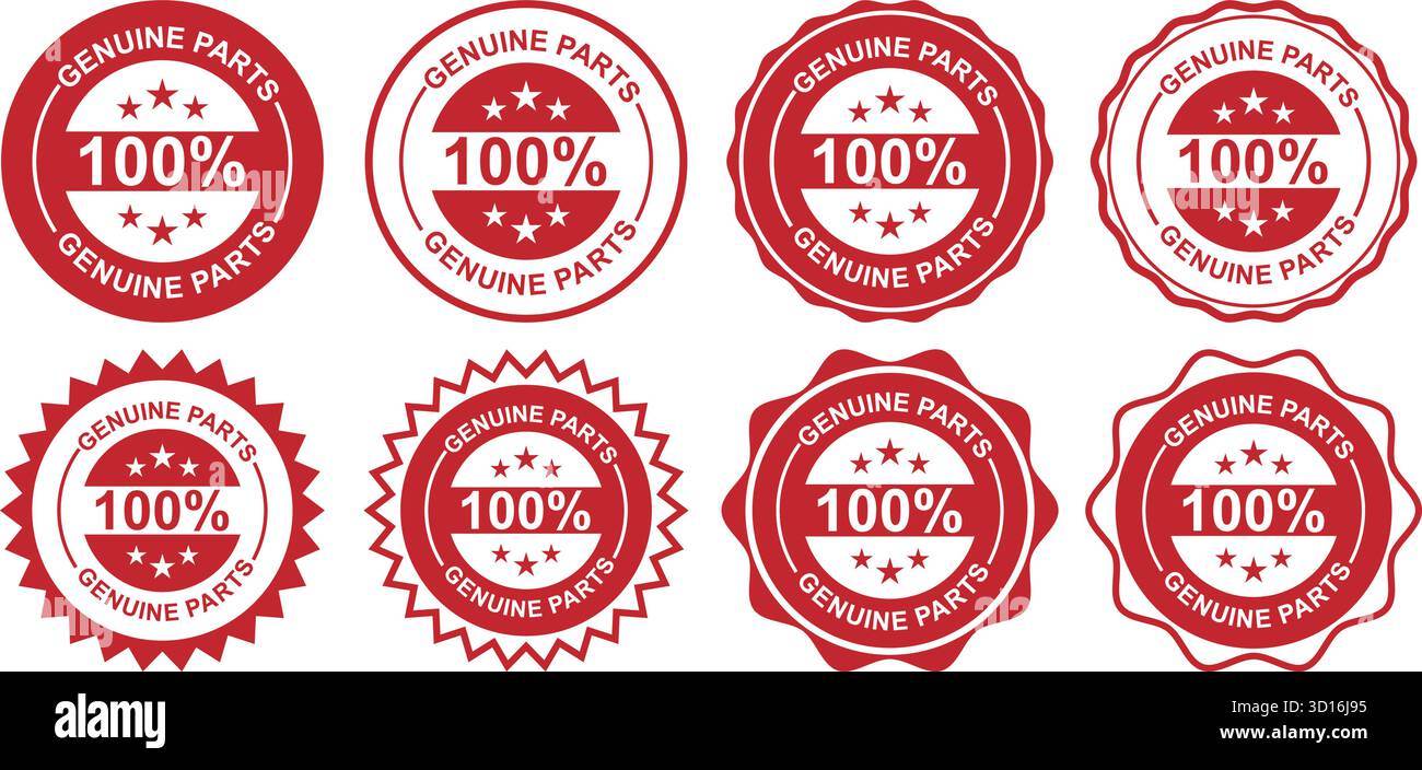 Garantieeetiketten für zertifizierte Originalteile für authentische Produkte Stock Vektor