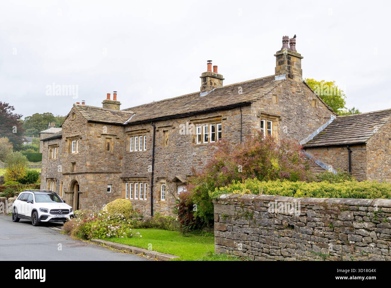 Downham Village, Lancashire, England, Häuser und Hütten aus Stein, Großbritannien Stockfoto