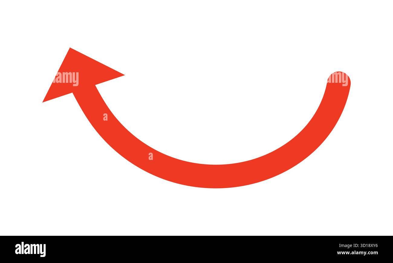 Gekrümmter Roter Pfeil – Nach Oben Links Gerichtete Halbkreisdiagramm. Rotes Pfeilsymbol Stock Vektor