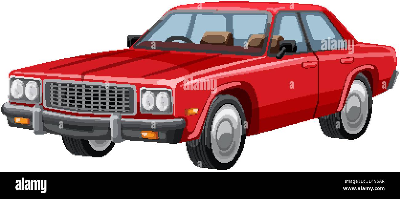 Vektor-Illustration einer Vintage roten Limousine mit klaren Linien, lebhaften Farben und klassischem Stil. Stock Vektor