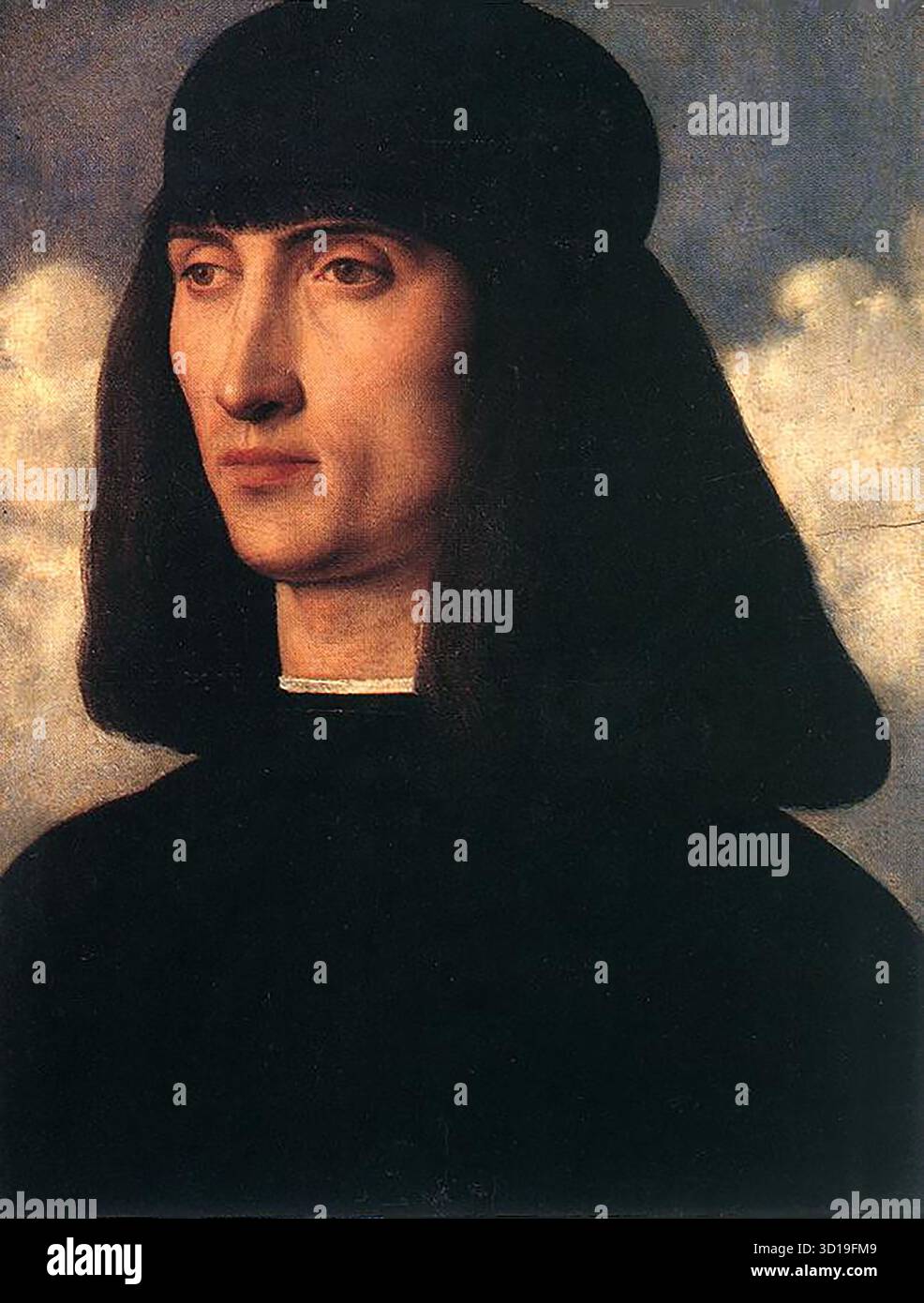 BELLINI, Giovanni (* ca. 1426, Venezia, d. 1516, Venezia) Porträt eines jungen Mannes um 1500 Öl auf Tafel, 32 x 26 cm Mus?e du Louvre, Paris das Gemälde ist eines einer Serie von Porträts, die Bellini um 1500 ausgeführt hat. Die Serie gipfelte im Porträt des Dogen Loredan (National Gallery, London). --- Schlüsselwörter: ----------------- Autor: BELLINI, Giovanni Titel: Porträt eines jungen Mannes Zeitlinie: 1451-1500 Schule: Italienisch Form: Malerei Art: Porträt Stockfoto