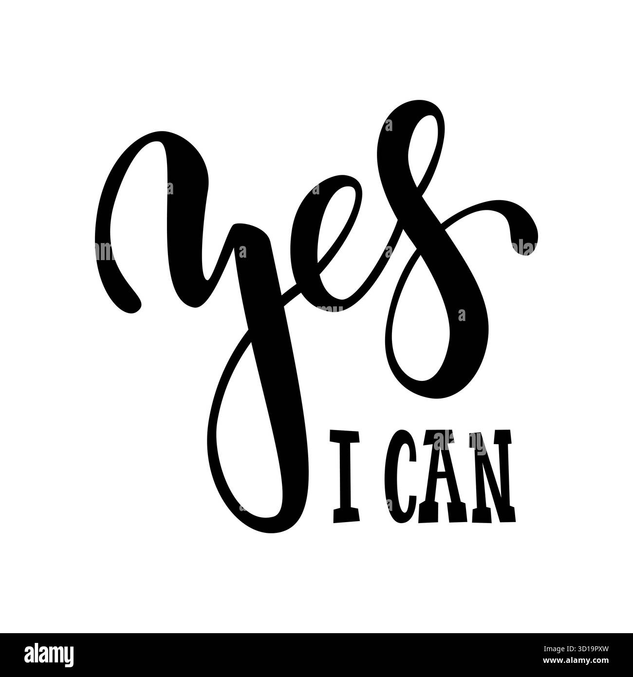 Handgezeichneter Schriftzug eines Satzes, ja, ich kann. Inspirierende und motivierende Zitate. Handpinsel Schriftzug und Typografie Design Art Your Designs T-Shirt Stock Vektor