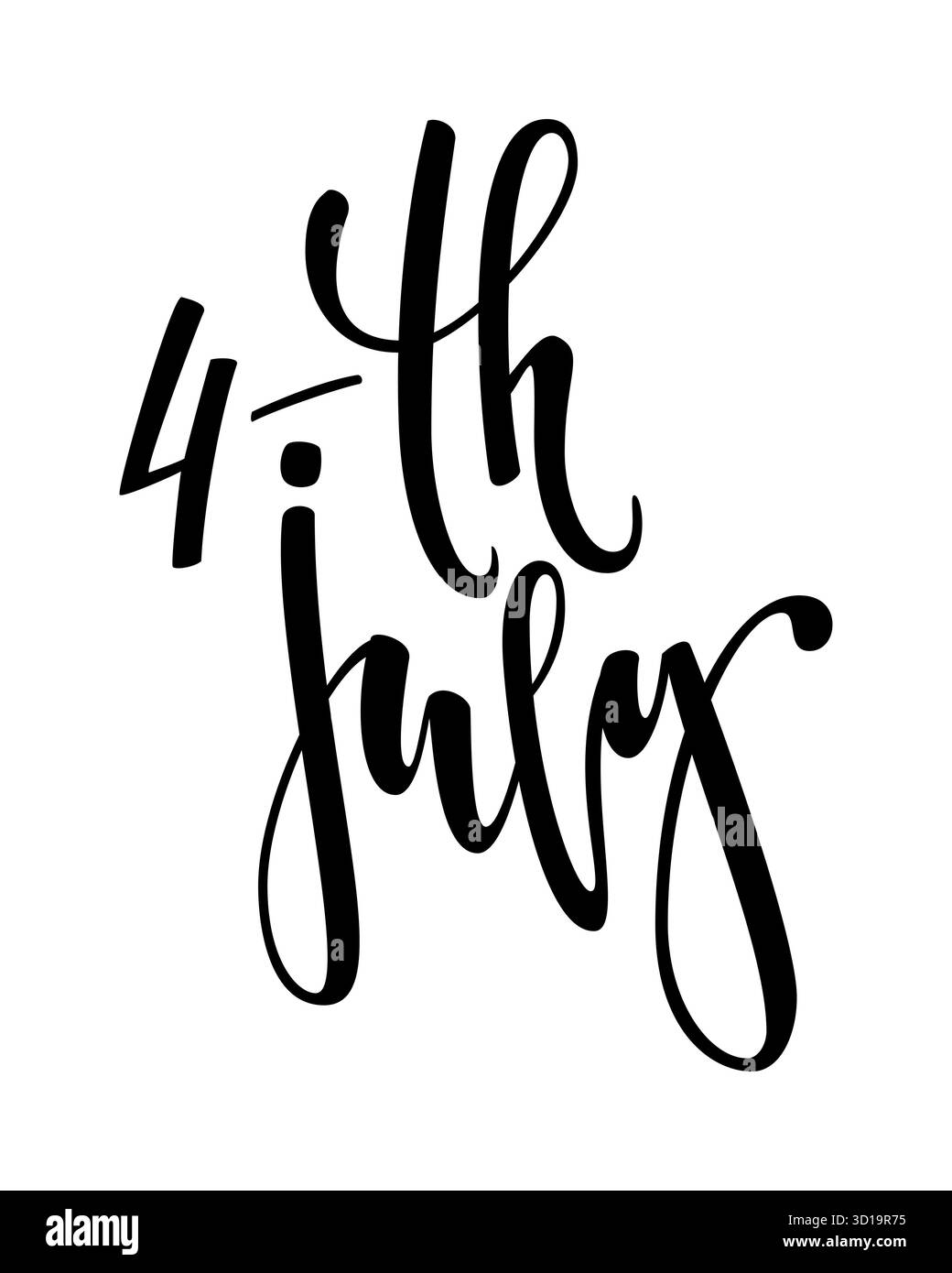 Vektor 4. Juli Handschrift Inschrift für Grußkarte, Banner usw. Happy Independence Day of United States of America, kalligraphischer Text Stock Vektor