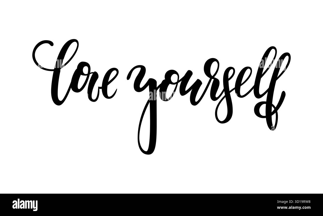 Handgezeichnete Schriftzüge einer Phrase Love Yourself. Inspirierende und motivierende Zitate. Handpinsel Schriftzug Und Typografie Design Kunst Ihr Design Stock Vektor